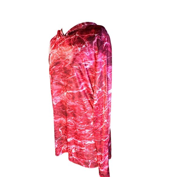 Mossy Oak Red Marbled Long Sleeve Pullover Fishing Hoodie 100% Polyester Womens - Picture 3 of 7
